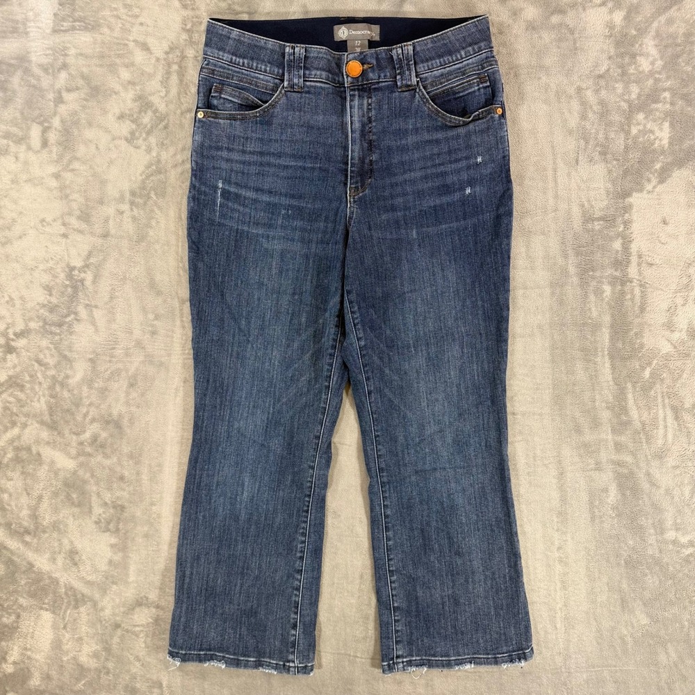 Democracy Ab Solution Cropped Flare Jeans Womens Size 12 Blue Denim Pants